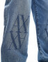 Armani Exchange loose fit jeans with logo knee detailing in blue