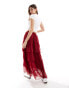 Фото #2 товара Miss Selfridge chiffon tiered maxi skirt in red