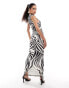 Фото #3 товара Murci high neck sleeveless slash waist maxi dress in zebra print