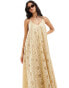 ASOS DESIGN premium broderie maxi dress in beige