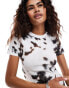 Weekday Frida 90's fit t-shirt in cow print weiß, S - EU 36-38 - фото #1