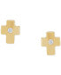 ფოტო #1 პროდუქტის Children's Diamond Accent Cross Earrings in 14k Yellow Gold