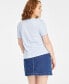 ფოტო #2 პროდუქტის Women's Gathered-Sleeve Crewneck T-Shirt, Created for Macy's