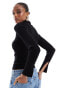 Threadbare Tall high neck jumper in black