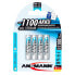 ANSMANN 1x4 NiMH Rechargeable 1100 Micro AAA 1050mAh Batteries