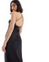 Фото #4 товара ASOS DESIGN satin halter neck maxi dress with gathered bust and keyhole split in black