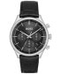 ფოტო #1 პროდუქტის Men's Gregor Quartz Chronograph Black Mock Genuine-Grained Leather Strap Watch 45mm