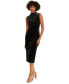 Women's Velvet Ruched Midi Dress