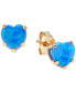 ფოტო #1 პროდუქტის Blue Opal Heart Stud Earrings (2 ct. t.w.) in 14k Gold