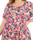 Plus Size Oaklyn Floral-Print Short-Sleeve Top, Created for Macy's