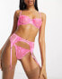 Фото #6 товара ASOS DESIGN Nina sheer floral lace tanga thong with picot trim in pink