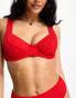 Pieces crinkle underwire bikini top in red