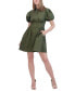 ფოტო #4 პროდუქტის Women's Cotton Bubble-Sleeve Shirtdress