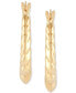 ფოტო #4 პროდუქტის Scalloped Oval Hoop Earrings in 10k Gold