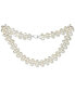 ფოტო #1 პროდუქტის Cultured Freshwater Pearl (7-8mm) Triple Row Flower Clasp 17" Collar Necklace