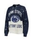 Фото #2 товара Women's Navy Distressed v Penn State Nittany Lions Twice As Nice Faded Dip-Dye Pullover Long Sleeve Top