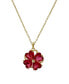 ფოტო #1 პროდუქტის Simulated Ruby Hearts Charm Spinning Clover Pendant Necklace