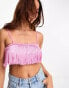 Фото #3 товара Monki fringe cami cropped top in pink