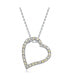 ფოტო #1 პროდუქტის Sterling Silver with Round Cubic Zirconia Thick Open Heart Frame Necklace