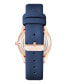 ფოტო #2 პროდუქტის Women's Quartz Navy Faux Leather Band Watch, 36mm