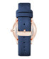 Фото #2 товара Women's Quartz Navy Faux Leather Band Watch, 36mm