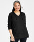 Фото #1 товара Plus Size Waffle-Knit Hoodie Tunic, Created for Macy's