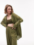 Topshop co-ord textured beach shirt in olive