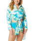 ფოტო #3 პროდუქტის Women's Printed Cotton Cover-Up Shirt