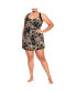 Фото #2 товара Plus Size Halter Back Print Swim Dress