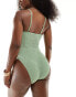 ASOS DESIGN Amy crinkle skinny strap swimsuit in sage green