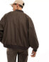 ASOS DESIGN smart co-ord bomber jacket with pocket detailing in brown Коричневый, L - Chest 42 - фото #4