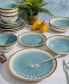 Elite Mayfair Bay Double Bowl Embossed Reactive, 16 Piece Dinnerware Set, Service for 4