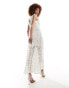 Amy Lynn linen maxi dress with crochet skirt in cream