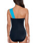ფოტო #2 პროდუქტის Women's Colorblock Goddess Asymmetrical One-Piece Swimsuit