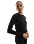 Urban Threads Tall butter soft fitted long sleeve top in black