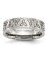 Фото #1 товара Stainless Steel Brushed Engraved Trinity Symbol 6mm Band Ring