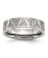 ფოტო #1 პროდუქტის Stainless Steel Brushed Engraved Trinity Symbol 6mm Band Ring