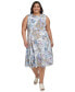 Фото #3 товара Plus Size Printed Sleeveless Fit & Flare Dress