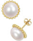 ფოტო #1 პროდუქტის Cultured Freshwater Pearl (10-1/2mm) Stud Earrings in 10k Gold