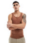 ASOS DESIGN muscle fit vest in brown