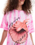 Monki oversized t-shirt with seashell graphic print in pink tie dye