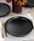 Фото #4 товара Flat, Raised Rim, Gold-Tone Trim Mateo 6 Piece Stoneware Dinner Plate Set, Service for 6