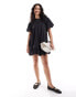 ASOS DESIGN puffball smock mini dress in black Черный, 38 - фото #4