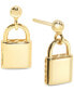 ფოტო #1 პროდუქტის Padlock Inspired Polished Drop Earrings in 10k Gold