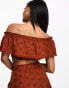 Фото #2 товара Threadbare broderie off shoulder crop top co-ord in rust