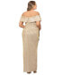 Фото #2 товара Plus Size Off-The-Shoulder Glitter Gown
