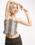 Фото #1 товара Jaded London strapless corset top in patchwork in multi