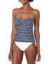 Фото #1 товара La Blanca 293988 Women's Bandeau Tankini Top Swimwear, Indigo/Capri Stripe, 8