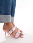 Фото #4 товара Truffle Collection kitten heel double buckle strap mules in pink