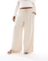 Yours twill wide leg trousers in stone